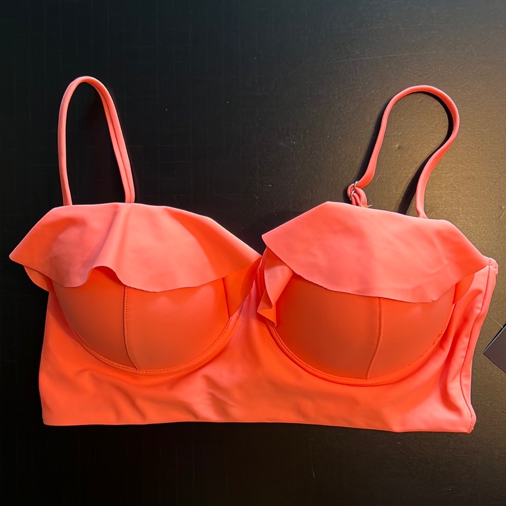 RFO bright orange underwire bra style bikini top w/adjustable straps-NWT